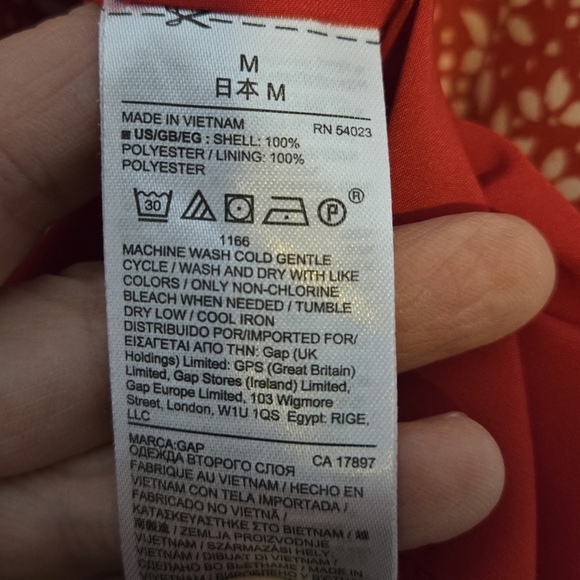 Gap Cherry Red Floral Girlie Cute Dress Spring Summer Flowy Sheer Pocket Size M - Picture 10 of 12